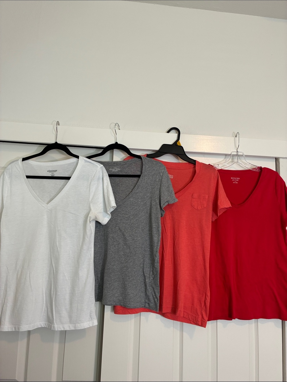 J. Crew Short Sleeve V-Neck Tee gray, old navy white,Mossimo coral,merino red